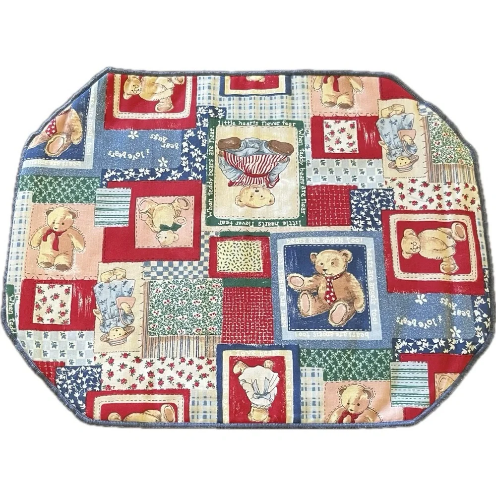 4 bear Placemats bear hugs little hearts, never fear when teddy bears are near